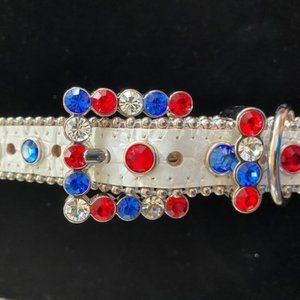 BB Simon Italian Leather Swarovski Crystal Dog Collar